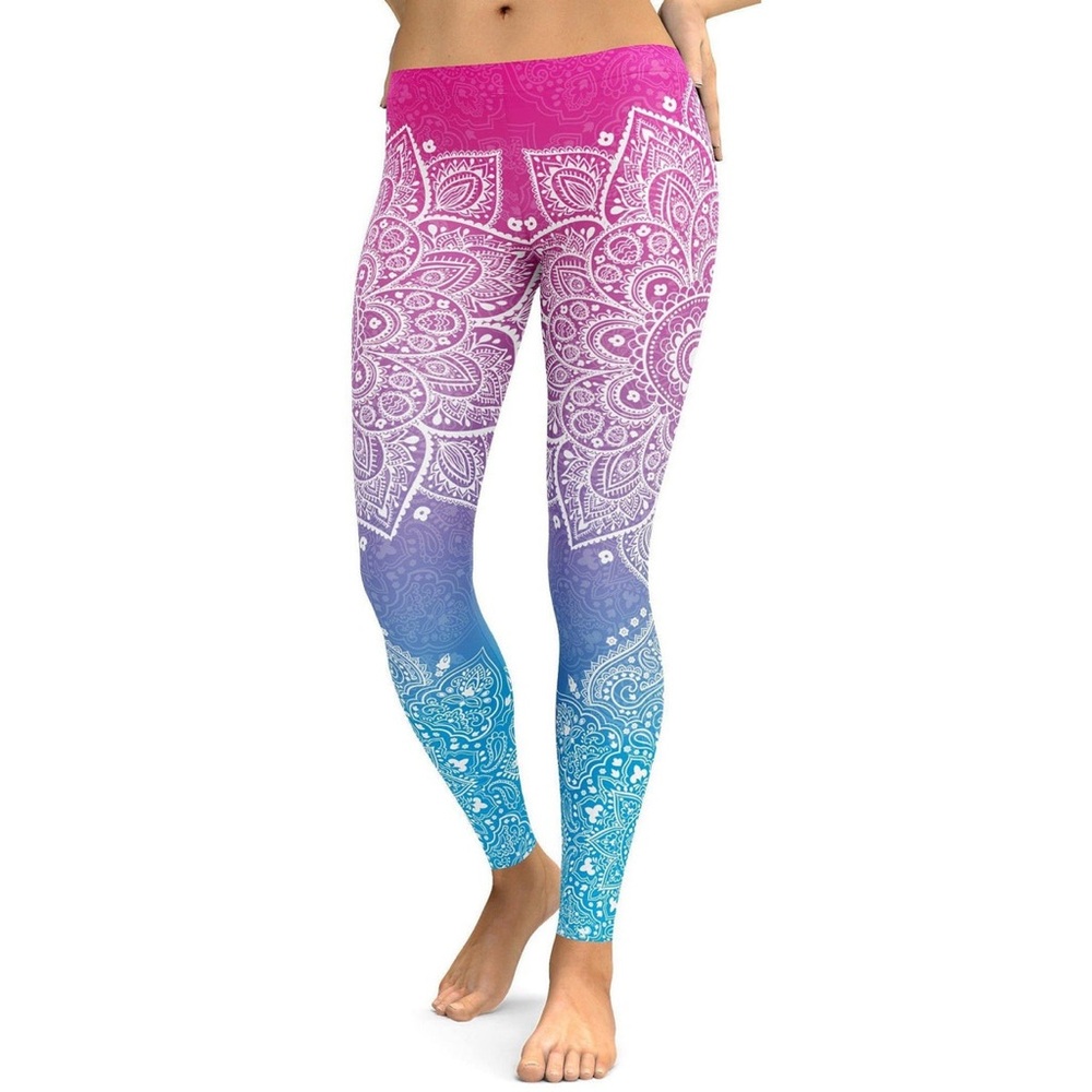 Gearbunch Pink to Blue Mandala Leggings Size Small